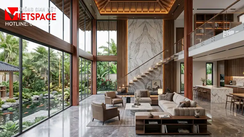 Mẫu Biệt Thự Vườn Mái Nhật 2 Tầng Tinh Tế Đến Từng Chi Tiết 06 Không gian Nội thất Phòng Khách Biệt Thự