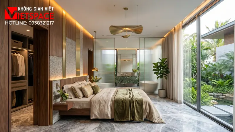Thiết Kế Villa 1 Tầng Hiện Đại Chạm Gần Đến Thiên Nhiên 07 Không gian Nội thất Phòng ngủ Biệt Thự