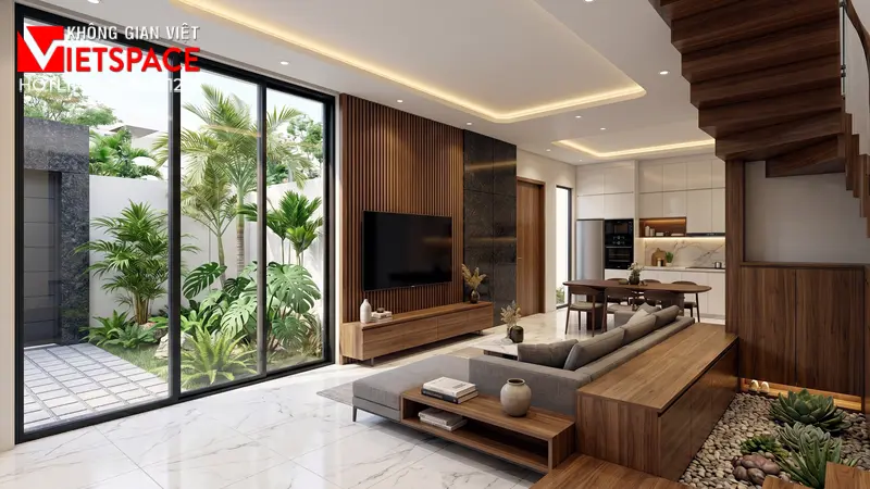 Mẫu Biệt Thự Mini 2 Tầng 80m2 Đầy Đủ Tiện Nghi Tại TPHCM 06 Không gian Nội thất Phòng Khách Biệt Thự