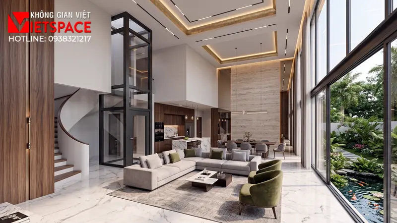 Mẫu Biệt Thự Song Lập Tinh Tế Tôn Vinh Đẳng Cấp Gia Chủ 06 Không gian Nội thất Phòng Khách Biệt Thự