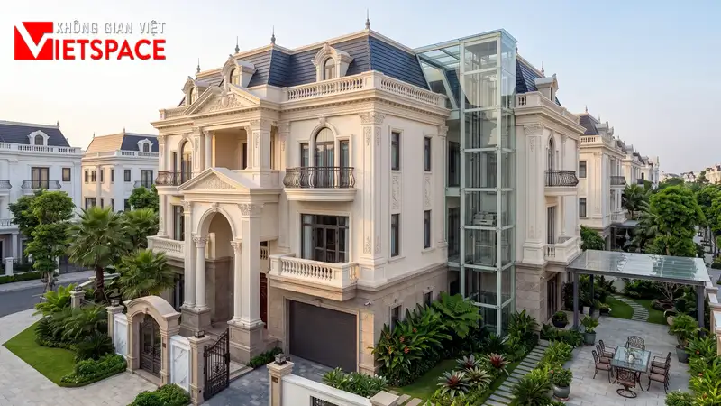 Biệt Thự Phố Tân Cổ Điển Vẻ Đẹp Kiêu Sa Giữa Lòng Đô Thị 01 Phối cảnh 3D ngoại thất ban ngày Biệt Thự