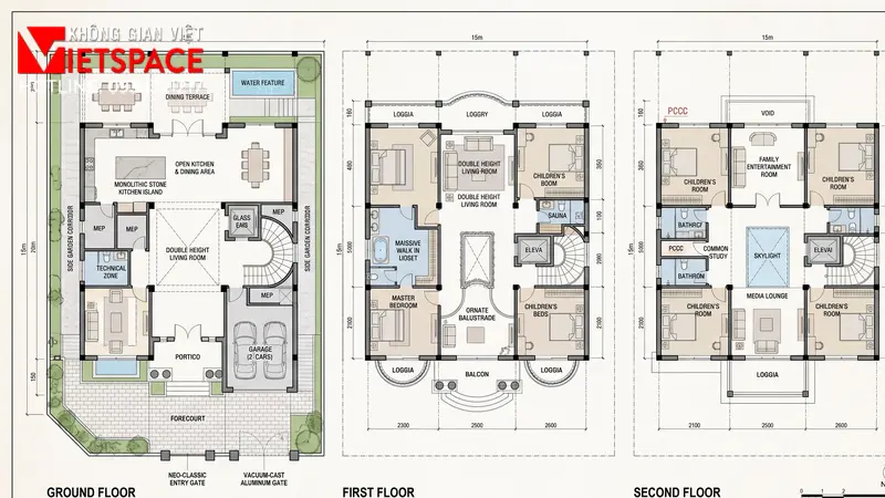 Biệt Thự Phố Tân Cổ Điển Vẻ Đẹp Kiêu Sa Giữa Lòng Đô Thị 04 Bản vẽ công năng 2D Mặt bằng Biệt Thự