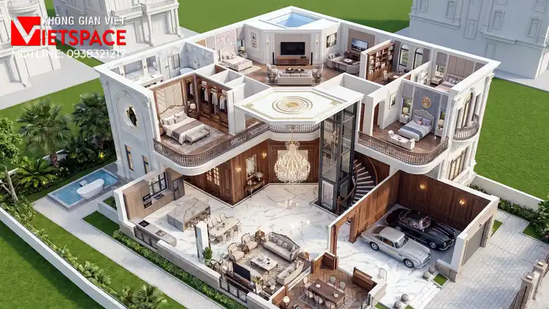 Biệt Thự Phố Tân Cổ Điển Vẻ Đẹp Kiêu Sa Giữa Lòng Đô Thị 05 Bản vẽ 3D Isometric Biệt Thự