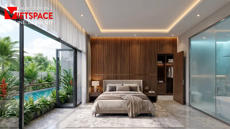 Tích Hợp Tiện Ích Với Mẫu Biệt Thự Mini Có Hồ Bơi Gia Đình 07 Không gian Nội thất Phòng ngủ Biệt Thự