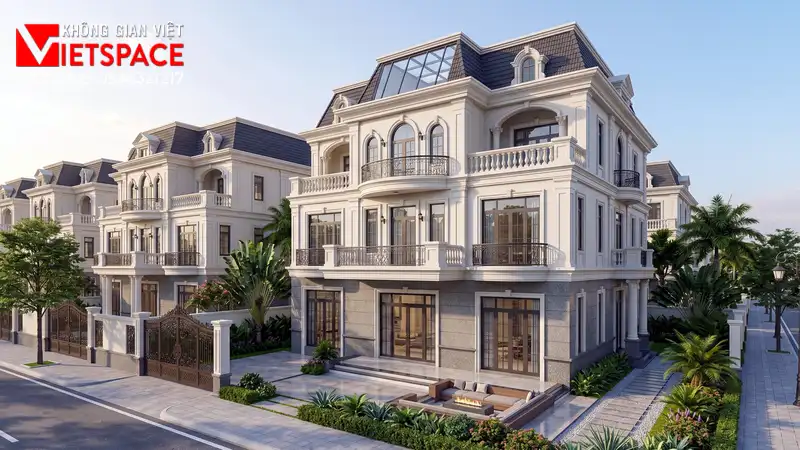 Thi Công Trọn Gói Biệt Thự Liền Kề Chuyên Nghiệp Thần Tốc 01 Phối cảnh 3D ngoại thất ban ngày Biệt Thự