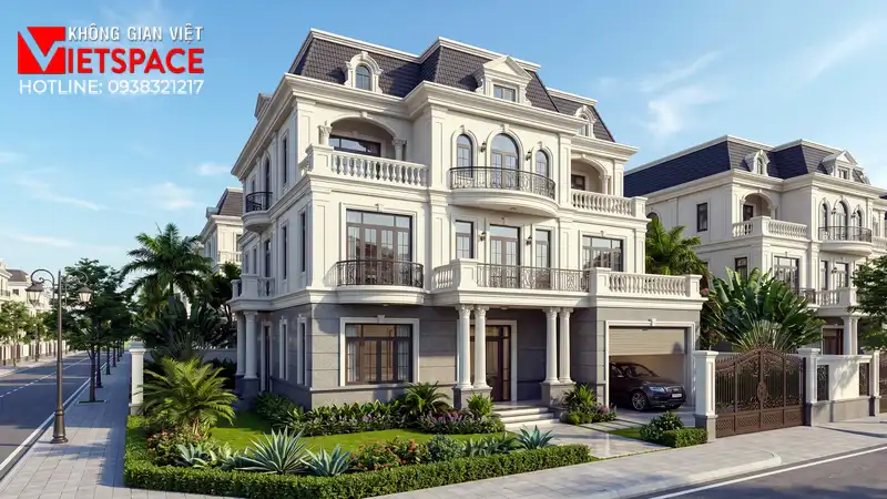Thi Công Trọn Gói Biệt Thự Liền Kề Chuyên Nghiệp Thần Tốc 01 Phối cảnh 3D ngoại thất ban ngày Biệt Thự