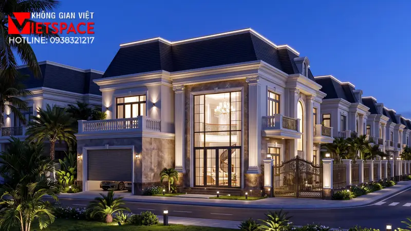Thi Công Trọn Gói Biệt Thự Liền Kề Chuyên Nghiệp Thần Tốc 03 Phối cảnh ban đêm Biệt Thự