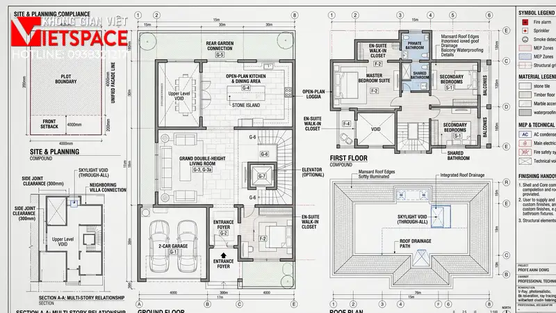 Thi Công Trọn Gói Biệt Thự Liền Kề Chuyên Nghiệp Thần Tốc 04 Bản vẽ công năng 2D Mặt bằng Biệt Thự