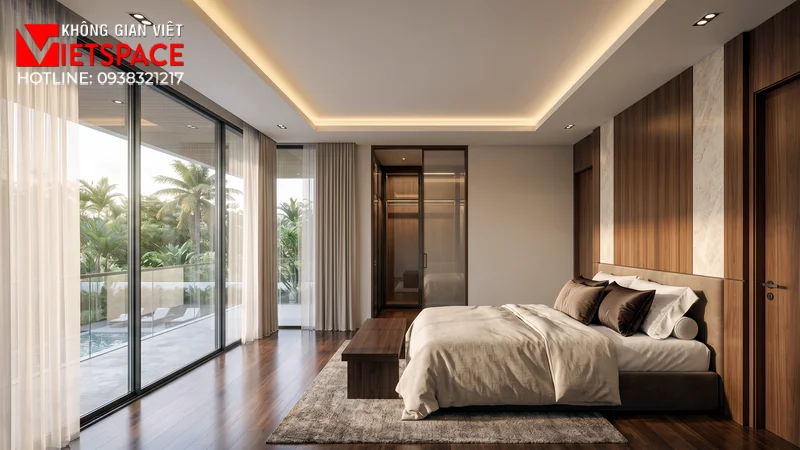 Không Gian Mở Trọn Vẹn Cùng Thiết Kế Biệt Thự Kính Hiện Đại 07 Không gian Nội thất Phòng ngủ Biệt Thự