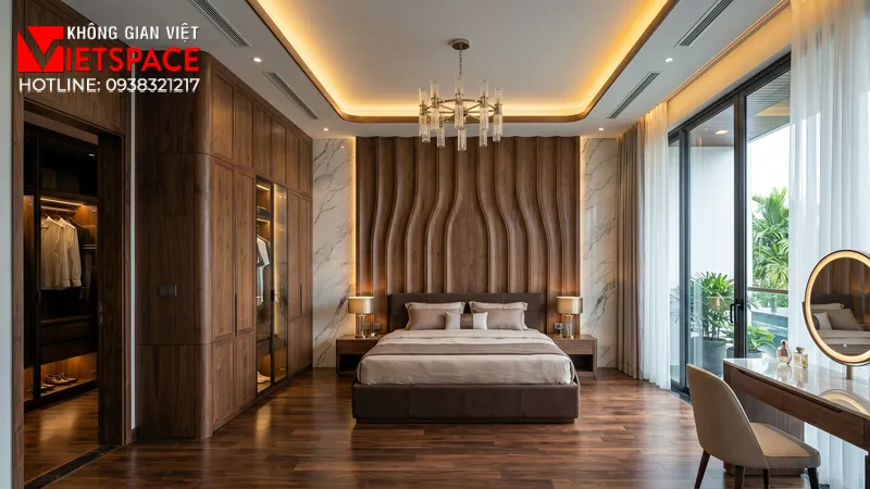 Dự Án Hoàn Thiện Nội Thất Biệt Thự Gỗ Óc Chó Nhập Khẩu 100% 07 Không gian Nội thất Phòng ngủ Biệt Thự