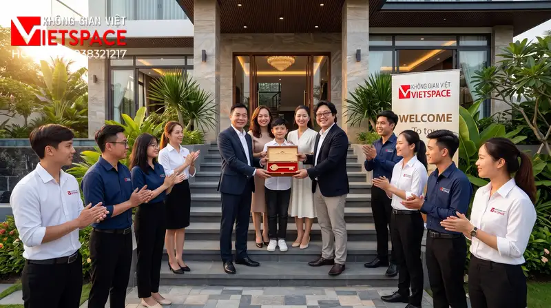 Dự Án Hoàn Thiện Nội Thất Biệt Thự Gỗ Óc Chó Nhập Khẩu 100% 08 Bàn giao Biệt Thự cho khách hàng