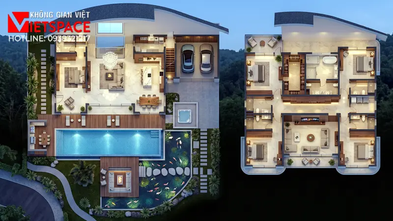 Hoàn Thiện Bản Vẽ Thiết Kế Villa Nghỉ Dưỡng Cho Thuê Lợi Nhuận Cao 05 Bản vẽ 3D Isometric Biệt Thự