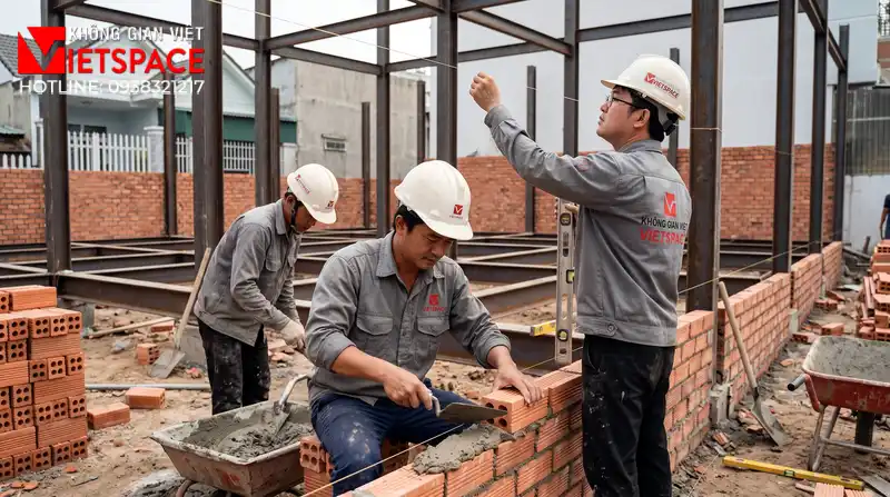 Hoàn Thiện Bản Vẽ Thiết Kế Villa Nghỉ Dưỡng Cho Thuê Lợi Nhuận Cao 09 Thi công đổ bê tông móng và xây tường bao cho biệt thự