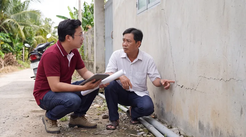 Nhà Miền Tây Thường bị nứt tường - Không Gian Việt khảo sát