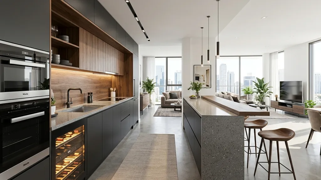 Bố cục mặt bằng và chi tiết 3 phương án mặt bằng tối ưu nhất cho căn hộ studio 25m2 - 30m2 trong phương án bố trí căn hộ 30m2 (Trắng sứ – Gỗ Sồi Bắc Âu – Điểm nhấn Xanh Sage dịu mắt)