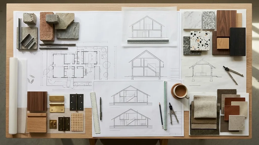 Mặt bằng, mặt cắt minh họa và mẫu vật liệu dùng khi lập dự toán