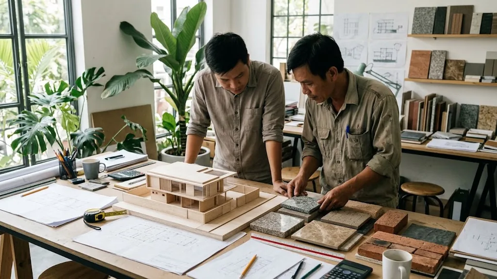 Minh họa trao đổi mô hình biệt thự và phạm vi vật liệu