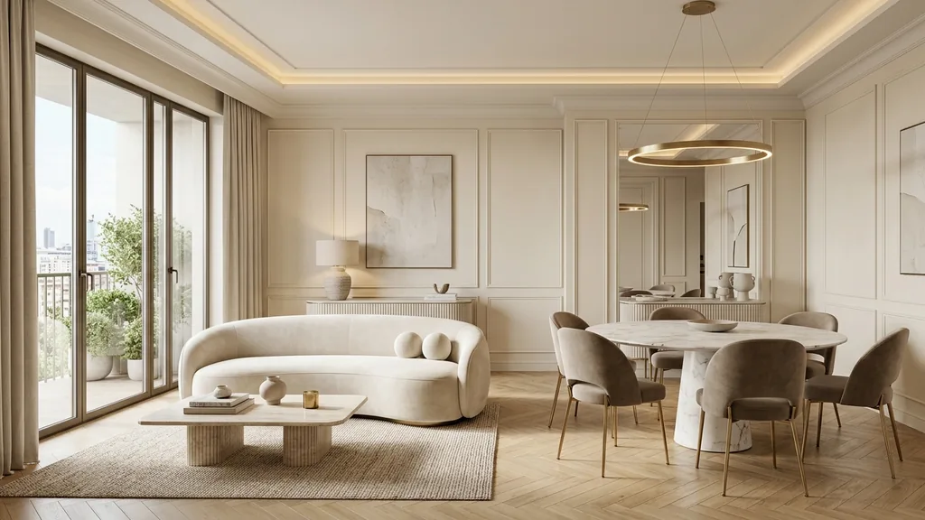 Không gian chung cư phong cách indochine trên mặt bằng 67m² – 93m² theo xu hướng Japandi & Wabi Sabi 2026 đề cao vật liệu thô mộc tự nhiên và ánh sáng dịu