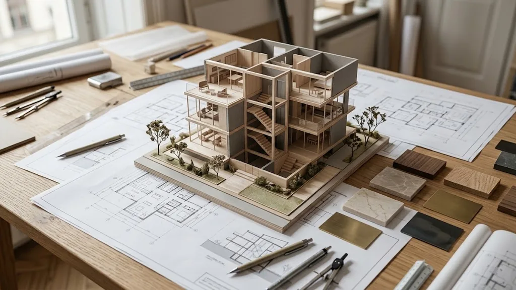 Mô hình và bản vẽ minh họa hồ sơ thiết kế biệt thự