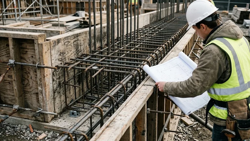 Minh họa kiểm tra cốt thép và cốp pha trước khi đổ bê tông