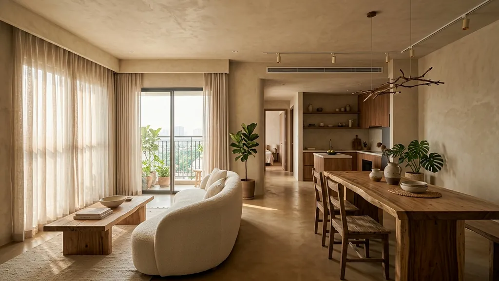 Phối hợp vật liệu gỗ chống ẩm và ánh sáng 3000K cho tuyệt đối không tự ý đục phá cột, dầm chịu lực và hộp kỹ thuật (hộp gen) tại Không Gian Việt