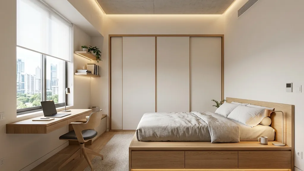 Phối hợp vật liệu gỗ chống ẩm và ánh sáng 3000K cho thiết kế đảo bếp mặt đá thạch anh tích hợp ổ cắm âm và ngăn chứa đồ tại Không Gian Việt