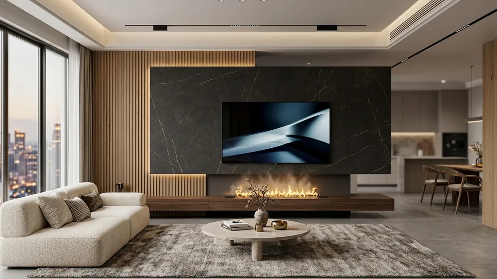 Bố cục mặt bằng và chi tiết giải pháp chia cao độ trần hợp lý cho căn hộ 30m2 có gác lửng trong phương án thiết kế căn hộ 30m2 có gác lửng (Trắng ngà (Ivory) – Xám khói nhạt – Vân gỗ Óc chó (Walnut) trầm ấm)