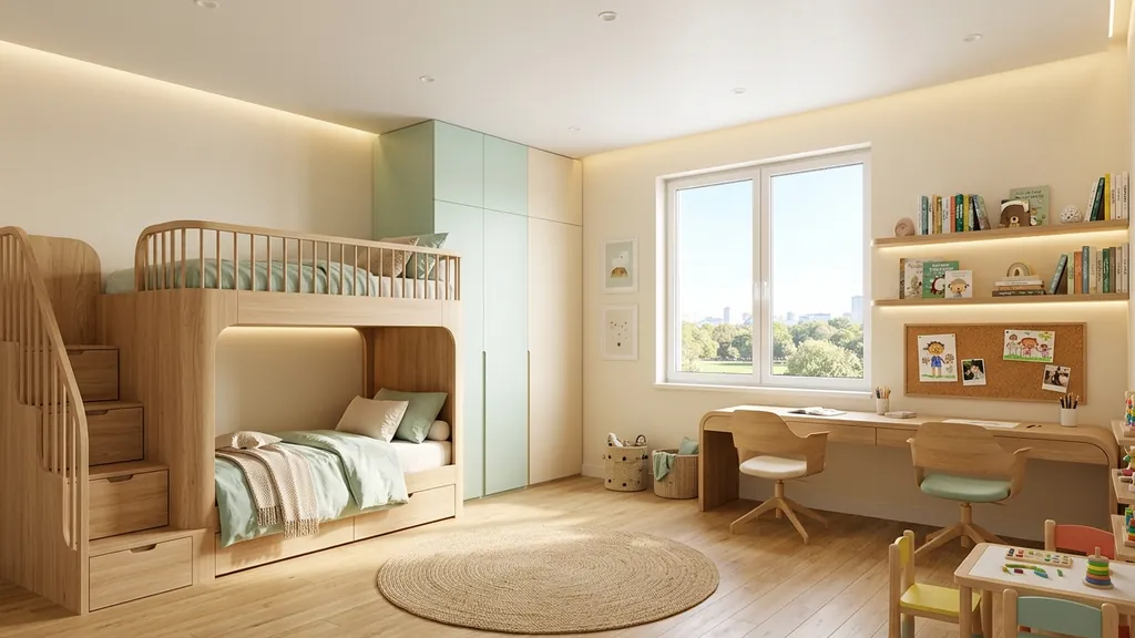 Phối hợp vật liệu gỗ chống ẩm và ánh sáng 3000K cho tích hợp tủ quần áo và kệ sách ngay dưới gầm cầu thang tại Không Gian Việt