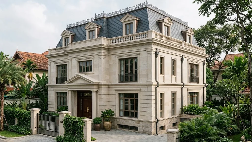 Biệt thự tân cổ điển với mái Mansard