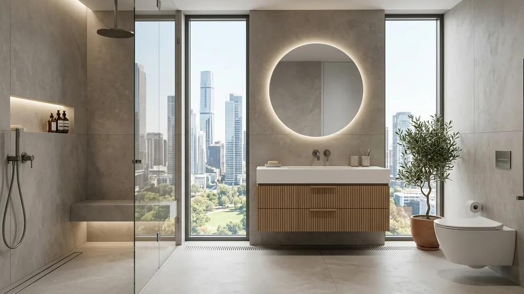 Không gian thiết kế phòng khách chung cư có bàn thờ trên mặt bằng 63m² – 92m² theo xu hướng Tropical Modern 2026 tối ưu thông gió tự nhiên từ Logia và mảng xanh ban công